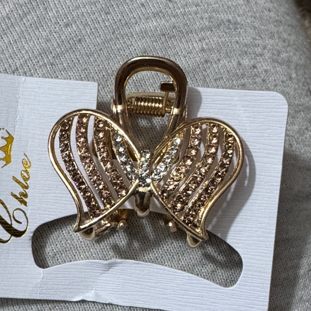 Chloe Shimmering Gold Butterfly Hair Clip - Picture 3 of 3